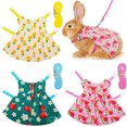 thumbnail image 1 of 3 Sets Pet Rabbit Bunny Dress Small Animal Harness Vest and Leash Set Walking Vest Harness for Rabbit Hedgehog Ferret Guinea Pigs Piggies Squirrel, 1 of 7