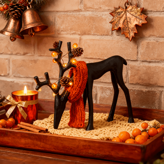 Christmas Ornaments 2025,Christmas Decorations European Style Deer Statue, Entryway Tabletop Ornament for Living Room,Elegant Indoor Holiday Decor Ideal for Living Room Bedroom Office(4PCS)