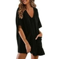 thumbnail image 1 of Yuyuzo Oversized Rompers for Women Short Sleeve T Shirts Jumpsuits Casual Loose Ruffle Hem Shorts Overalls, 1 of 7