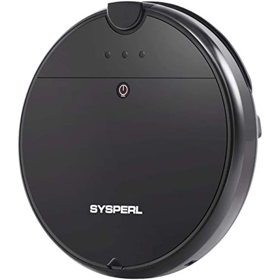 SYSPERL V10 Robot Vacuum Cleaner, Self-Charging Robotic Vacuum Cleaner, 1800Pa Strong Suction, Ideal for Pet Hair, Hard Floor and Low Pile Carpet, Black.