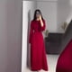 thumbnail image 4 of Vestido largo de seda con cuello redondo para mujer, falda ajustada de satén con manga acampanada y cordones, vestidos elegantes de fiesta de noche, 4 of 5