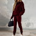 thumbnail image 3 of Velvet Outfits for Women Pullover Hoodie Jogger Pants Set Drawstring Soft Warm Streetwear Tracksuit Outfits Daily Wear Wine Long Sleeve Loungewear Sweatsuit XL, 3 of 7