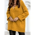 thumbnail image 2 of Women'S Loose Sweater V Neck Long Sleeve Shirt Casual Autumn and Winter Tops Yellow XXXL, 2 of 5