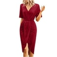 thumbnail image 2 of DailyTrove Women's Short Sleeve Wrap Dress-Midi-Rayon-for Casual Office/Date Night-Flattering Wrap, 2 of 6