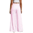 thumbnail image 4 of Tqcoqu Women's Striped Wide Leg High Waist Pants,Drawstring Elastic Loose Casual Beach Vacation Long Trouser with Pockets, 4 of 7