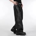 thumbnail image 6 of CONZONE Mens Baggy Pu Leather Pants Wide Leg Streetwear Pants for Men Trendy Elastic Waist Gothic Distressed Pant With Pockets, 6 of 8