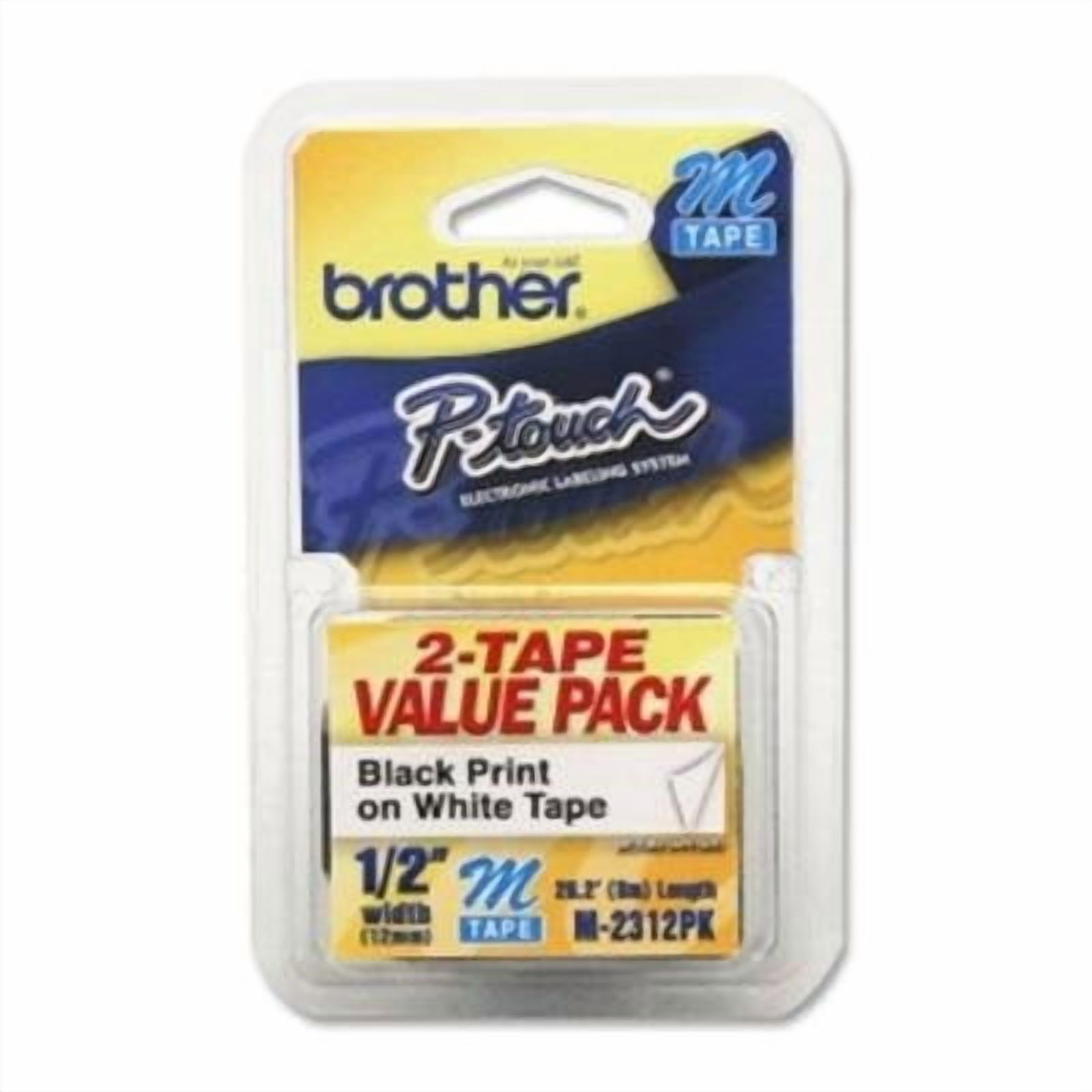 Brother P-touch M2312PK Label Tape, 2-Pack Black on White photo 1