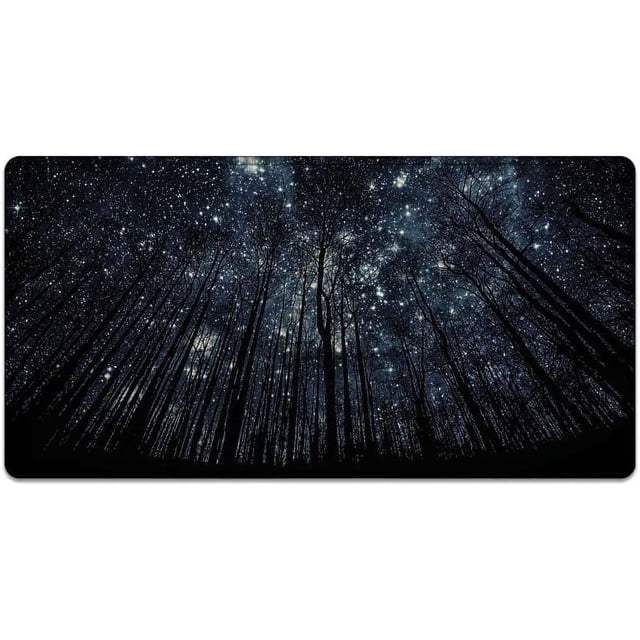 Large Mouse Pad 31.4 x 15.7inches 3mm XXL Extended Gaming Mouse Pad Mat with Non-Slip Base Stitched Mousepad for Computer,Office,Keyboard and Laptop-Starry Sky in The Forest,Waterproof Desk Mat