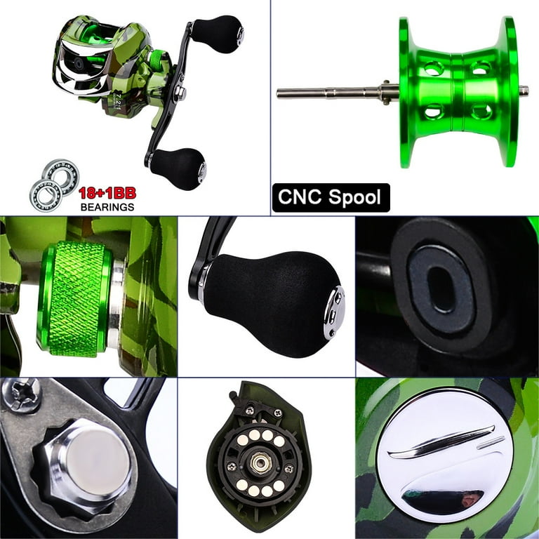 Proberos Baitcasting Fishing Reel, 18+1 BB Ball Bearing, 7.2:1