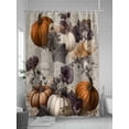 thumbnail image 5 of Fsddascl Orange White Pumpkins Fall Shower Curtain Set - 48" x 72" Washable Bathtub Curtain with 12 Hooks, Thanksgiving Botanical Floral Waterproof Fabric Stall Shower Curtains for Bathroom/Bathtub, 5 of 6