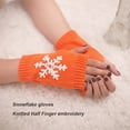 thumbnail image 4 of Linyer 1 Pair Knit Half Finger Glove Comfortable Winter Delicate Simple Knitting Craft Fingers Covers Hand Cover with Snowflake Pattern Orange, 4 of 5