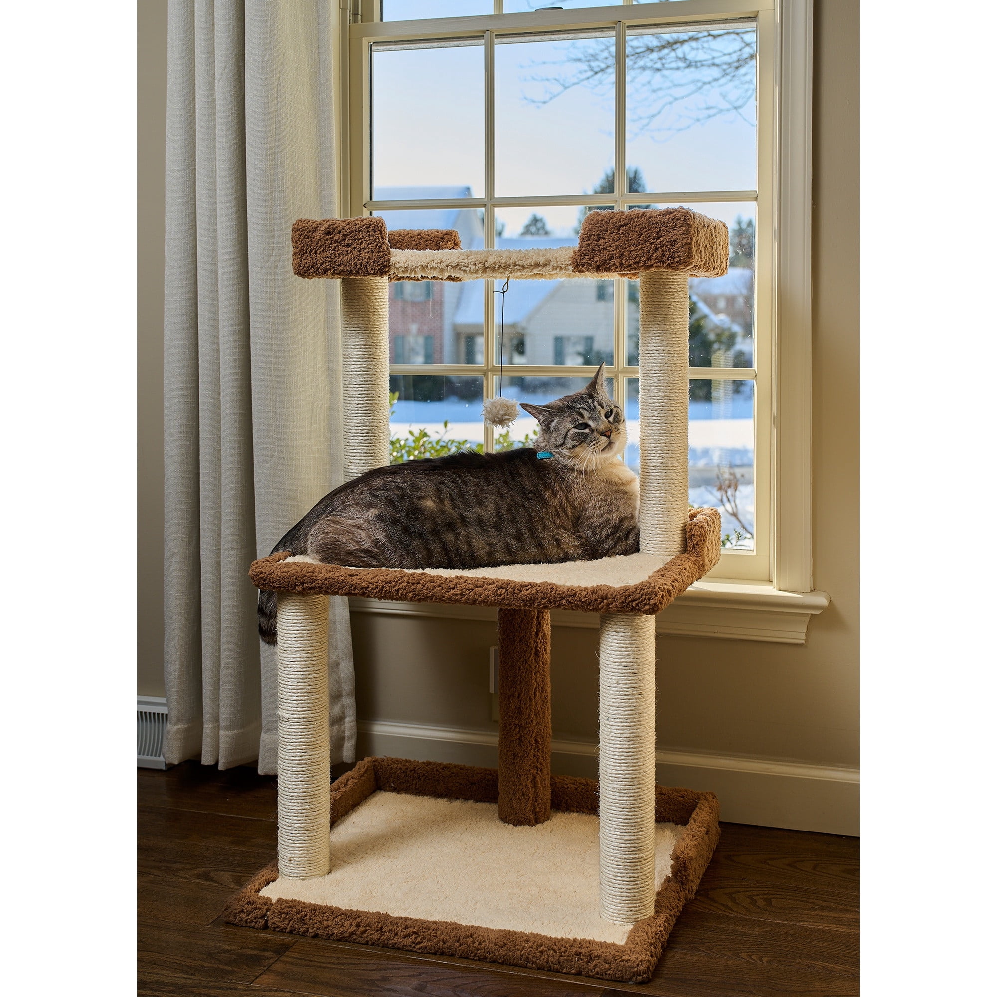 Armarkat Cat Tree for Large Cats, 41" Real Wood Cat Tower with Scratching Posts & Plush Perches, Multi-Level Activity Center with Condo, Coffee Brown (Model B4120)