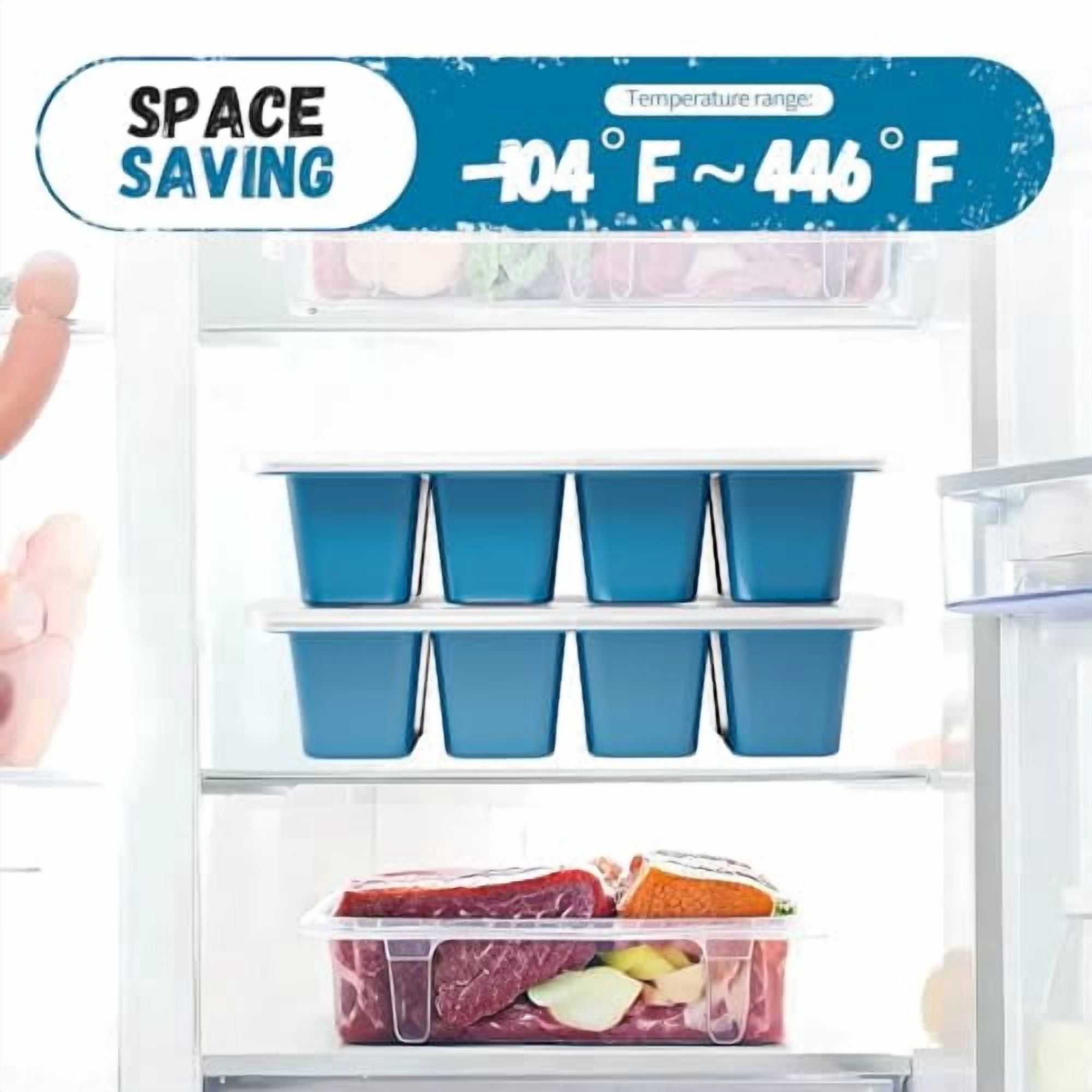 XL Silicone Ice Cube Tray with Lid for Freezer, 16 Large Half-Cube Molds, Heavy-Duty & Easy Release, Perfect for Whisky, Coffee, Herbs, Purees, 2-Pack