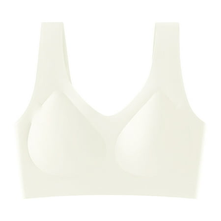 Mrat High Support Sports Bra Women s Underarm-Smoothing Bra Seamless Stretch Wireless Lightly Lined Comfort Bra Breathable Underwear Daily Bra S-314 White One Size