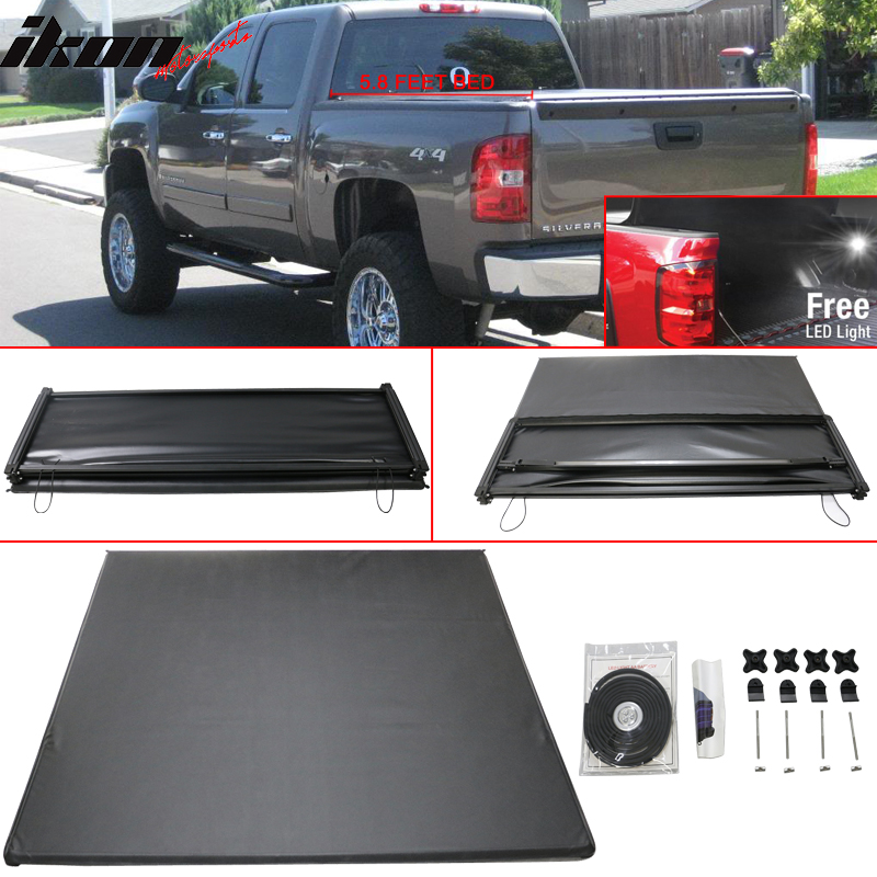 Fits 2007 2013 Gmc Sierra 5 8 Bed Vinyl Soft Assembly Tri Fold Tonneau Cover Auto Parts Accessories Car Truck Parts