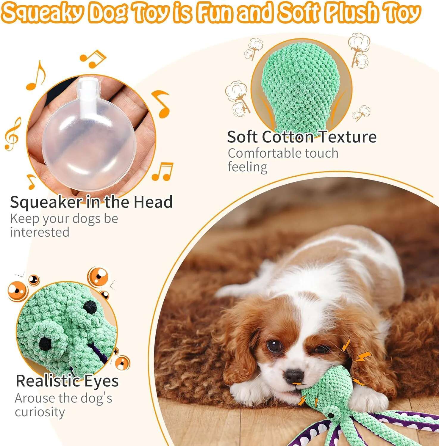 Squeaky Dogs: Plush Dog with Soft Fabric Pet for Small, Medium, and Large Dogs - Puppy Toys to Keep Them Busy