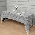 thumbnail image 3 of Balsa Circle 60" x 120" Ivory Floral Premium Lace Rectangle Tablecloth Catering, 3 of 7