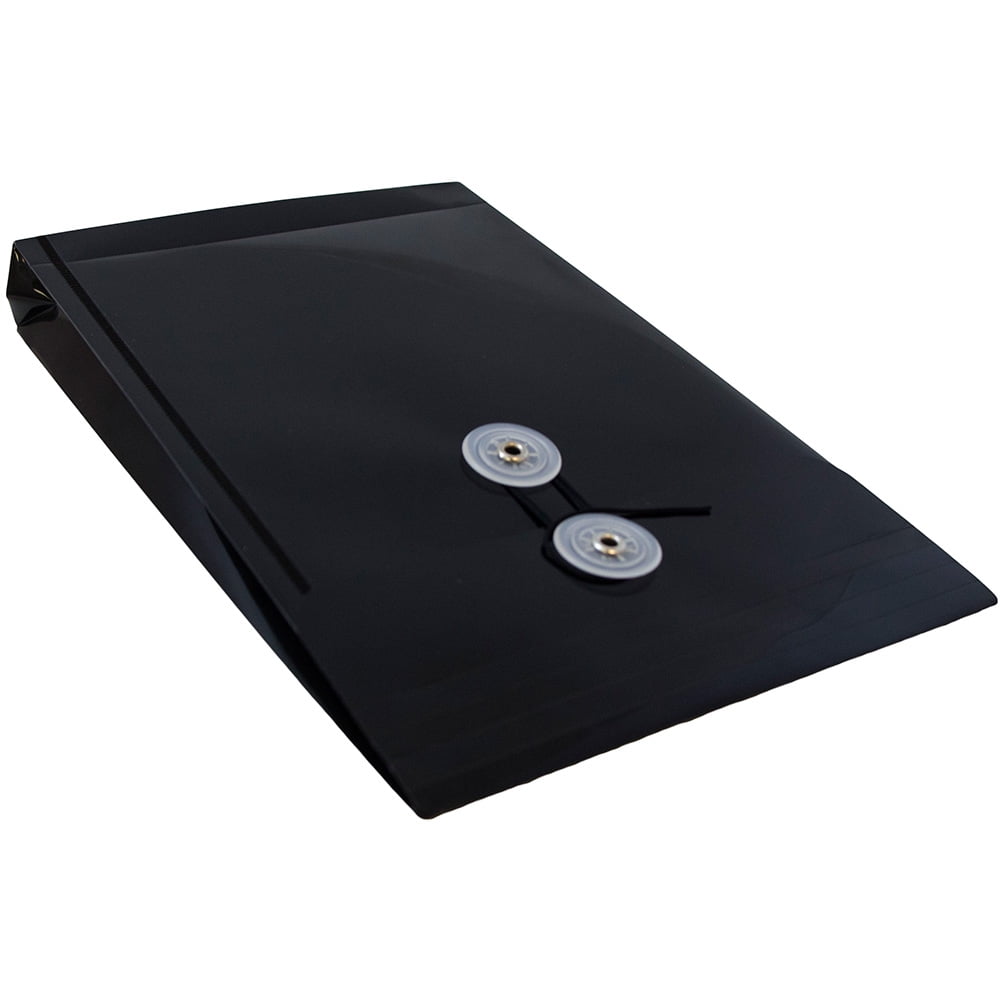 JAM Paper Plastic Envelopes with Button & String Tie Closure, 6 1/4 x 9 1/4, Black, 3/Pack