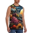 thumbnail image 2 of Uemuo Sunset Floral Fantasy Landscape Pattern Men's Sleeveless T-Shirt,Muscle Athletic Tank Top, Moisture-wicking Quick-dry Breathable Classic Tee Top for Gym Run Outdoor Sports-Medium, 2 of 8