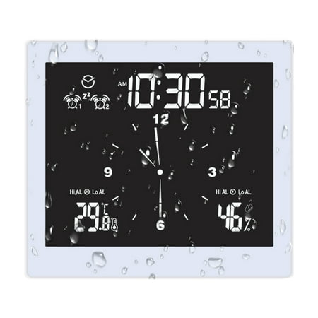 Bathroom Shower Wall Clock Pointer Digital IP65 Square Large