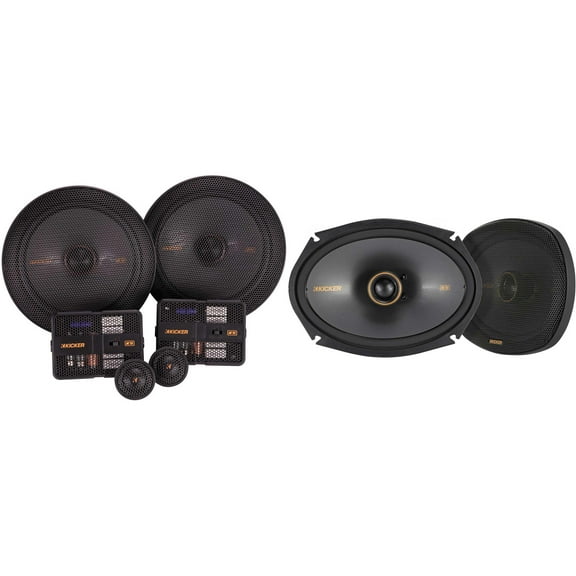 Kicker 51KSS6704 KS-Series 6.75" Component system with 1" tweeters w/ 51KSC6904 6x9" 2 Way Coaxial Bundle