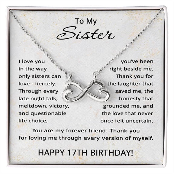 17th Birthday Gifts for Sister - To My Sister Necklace from Sister - 17 Years Old Sister Title: 14k White Gold Finish, Box Choice: Standard Box