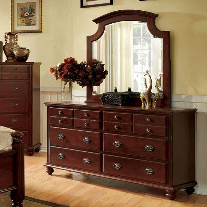 Transitional Style Dresser, Cherry Brown
