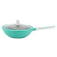 thumbnail image 2 of Heaveant Frying Pan, 28cm Aluminum Alloy Cooking Pot Non-Stick Kitchen Steak Pan Kitchen Cookware Accessory Green, 2 of 8