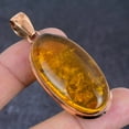 thumbnail image 2 of Natural Baltic Amber Gemstone Handmade Copper Jewelry Pendant 2.29", 2 of 2