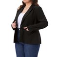 thumbnail image 2 of DARING DIVA Women's Plus Notched Lapel Long Sleeve Notched Lapel Business Blazer 1X Black, 2 of 6