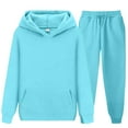 thumbnail image 4 of HAOTAGS Teen Girls 2 Piece Sweatsuits(4-15), Long Sleeve Hoodie with Sweatpants Set Light Blue 3-4 Years, 4 of 6