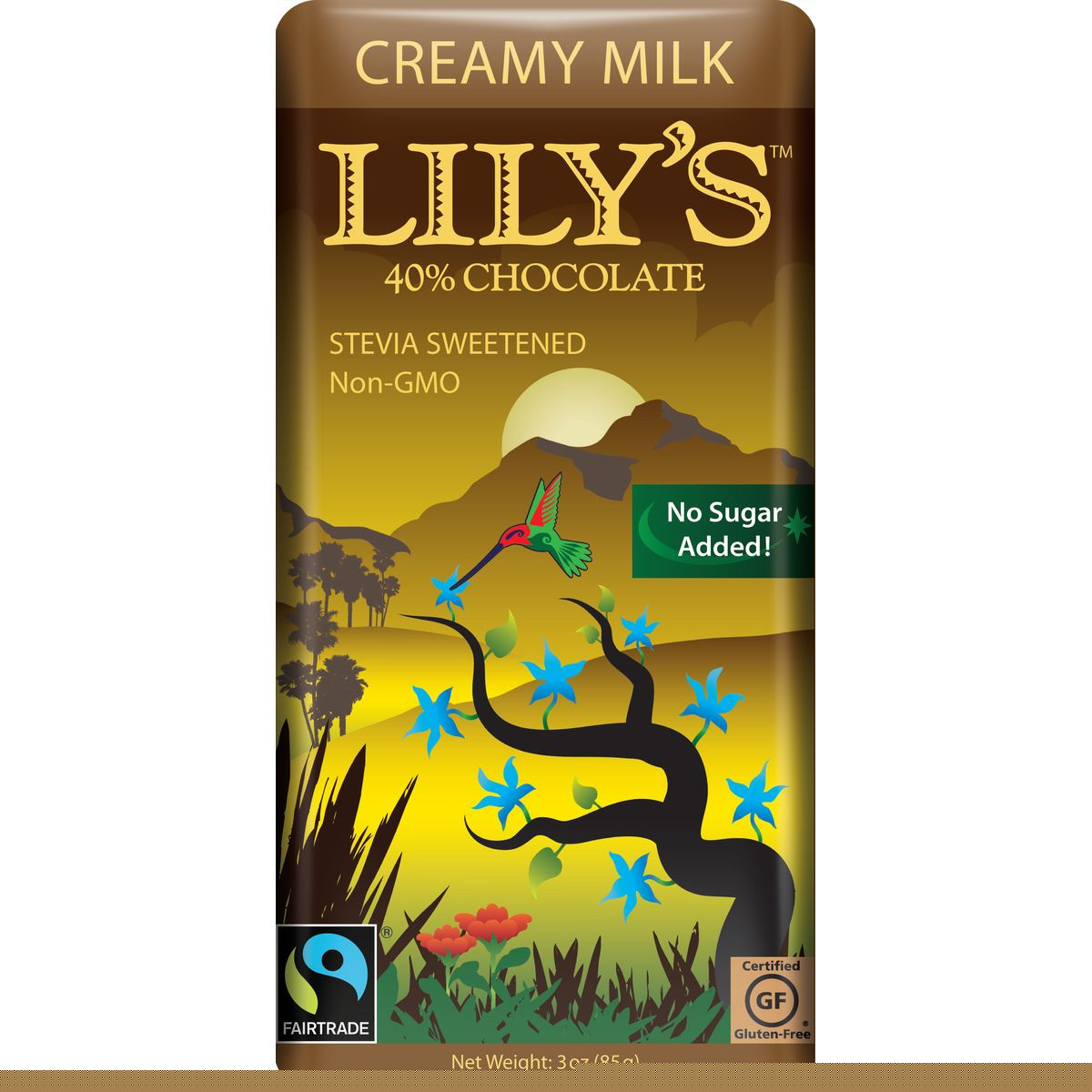 LILYS SWEETS CHOCOLATE BAR MILK CREAMY, 3 OZ (Pack of 12)