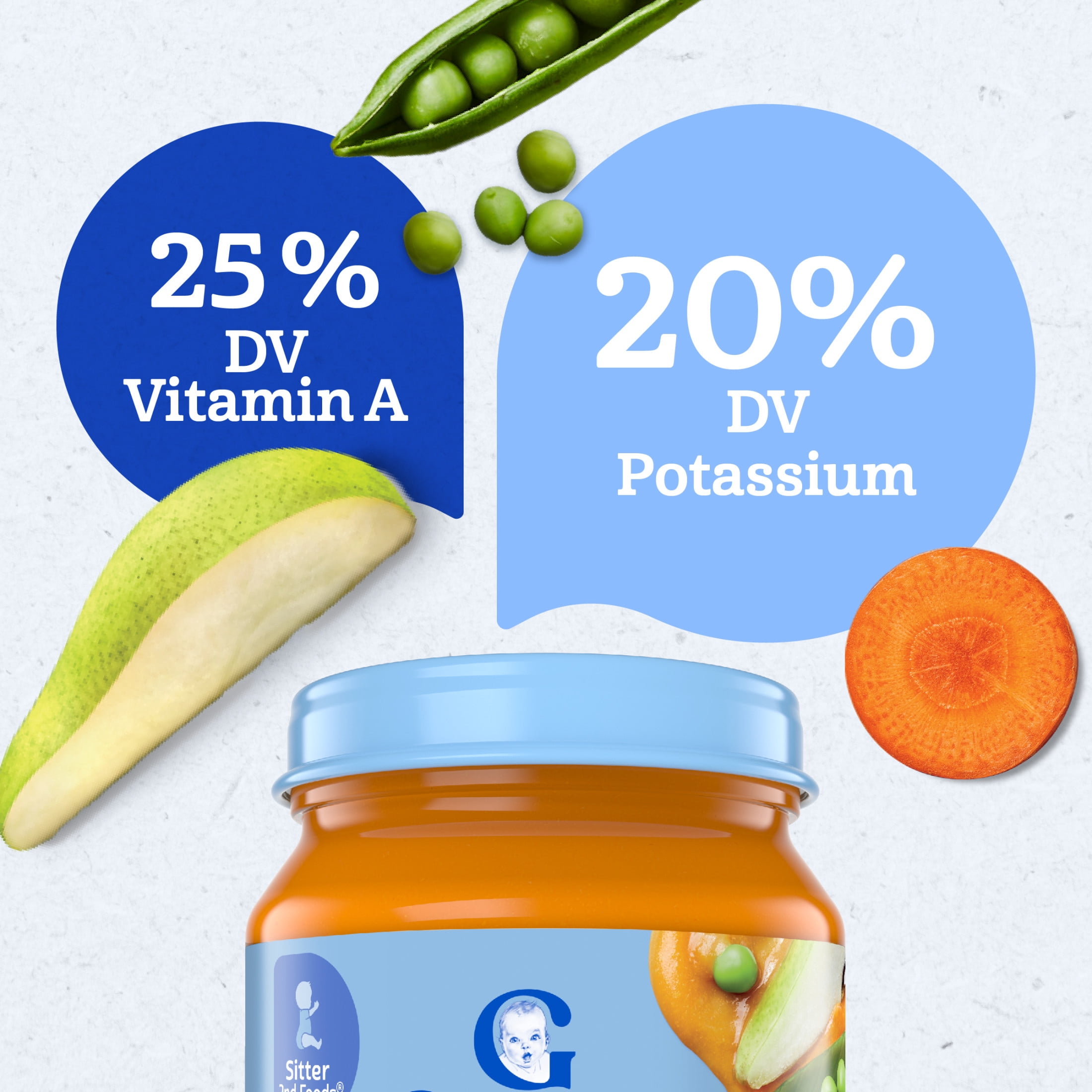 (6 pack) Gerber 2nd Foods Natural for Baby Baby Food, Pear Carrot Pea, 4 oz Jar