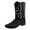 Black, variant on Stylish Women's Mid-Calf Boots - Leather -On Round Toe Low-Heeled Western Cowboy Shoes for Fashionable Comfort