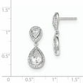 thumbnail image 2 of 925 Sterling Silver CZ Pear with Halo Post Dangle Earrings, 2 of 5