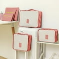 thumbnail image 1 of 6Pcs Travel Storage Bags Clothing Packages Luggage Compression Pouches Laundry Organizer Suitcase, Watermelon Red, 1 of 1