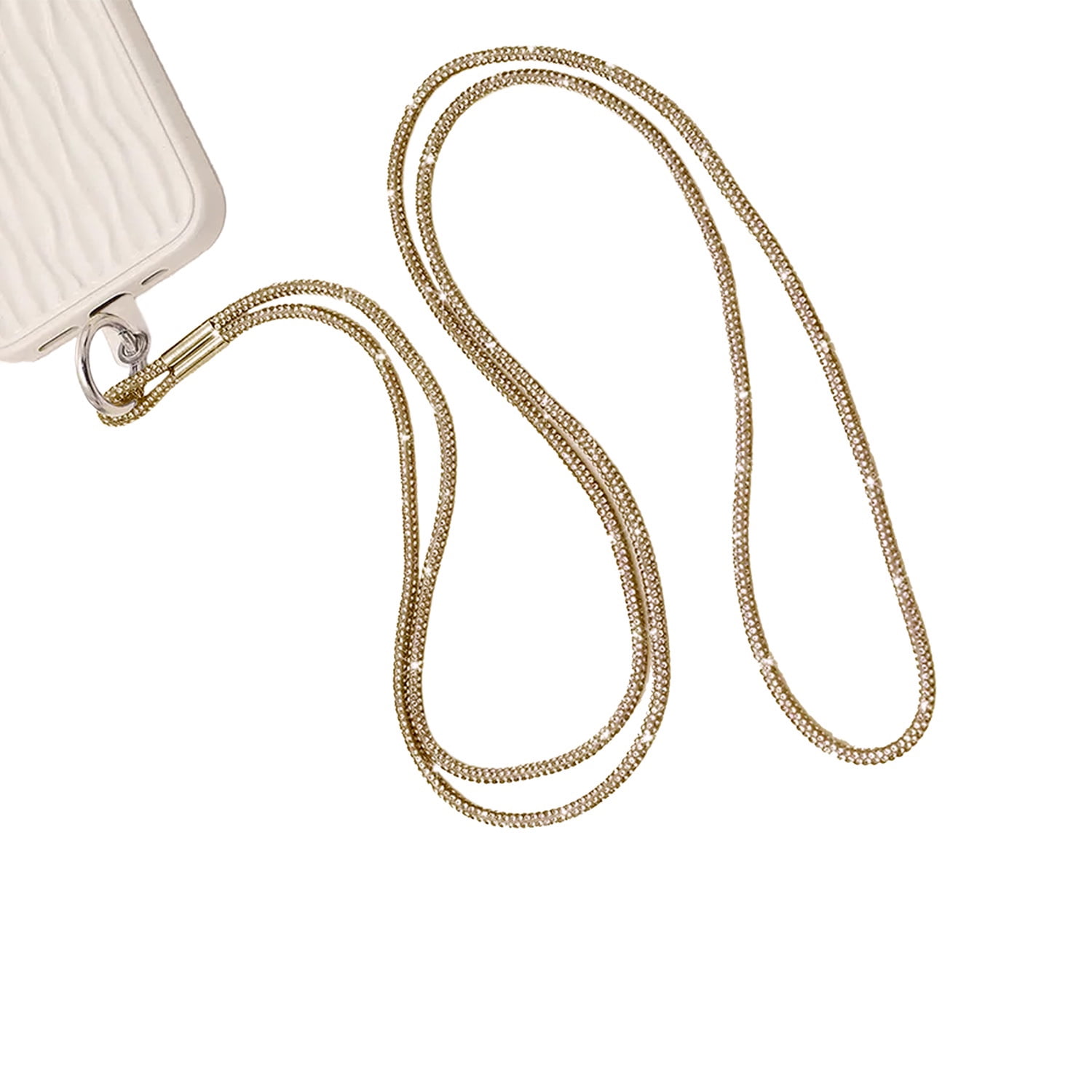 Crystal Charm Neck Strap for Keys and Accessories - Gold