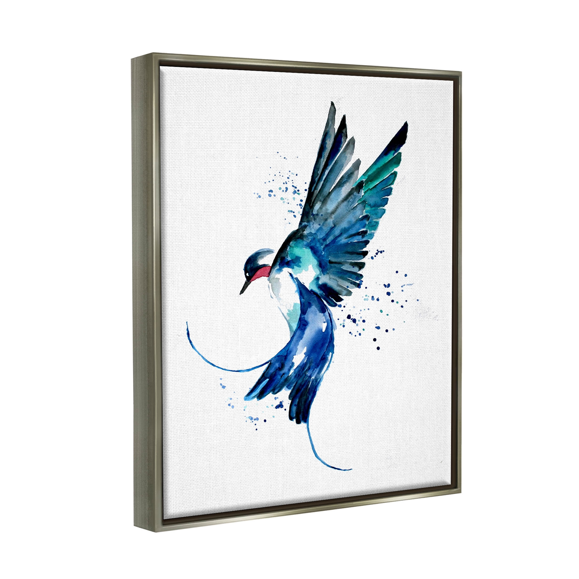 Blue Bird Flying Wings Animals & Insects Graphic Art Luster Gray Framed Art Print Wall Art