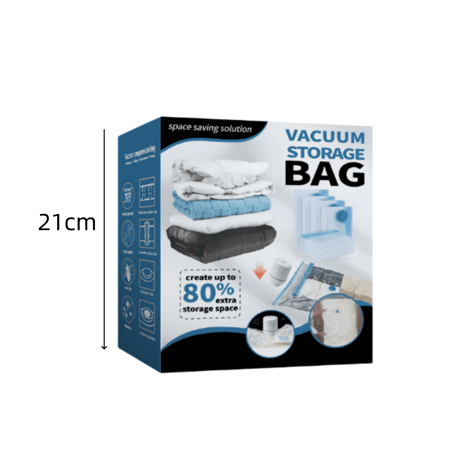 12Pcs Vacuum Storage Bags With Hand Pump 4 Size Clear Vacuum Compression Space Saving Storage Bags For Clothes And Blankets (2 Jumbo/4 Large/2 Medium/4 Small)