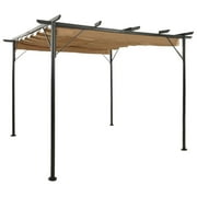 Anself Garden Pergola with Retractable Roof Steel Frame Taupe Canopy Sun Shade Shelter for Patio, Wedding, BBQ, Camping, Outdoor Furniture 118.1 x 118.1 x 88.6 Inches (L x W x H)