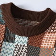 thumbnail image 6 of Mens Pullover Sweater Lightweight Patchwork Tops Button Down Festival Holiday Men's Fashion Big and Tall, Coffee, Size XL, 6 of 7