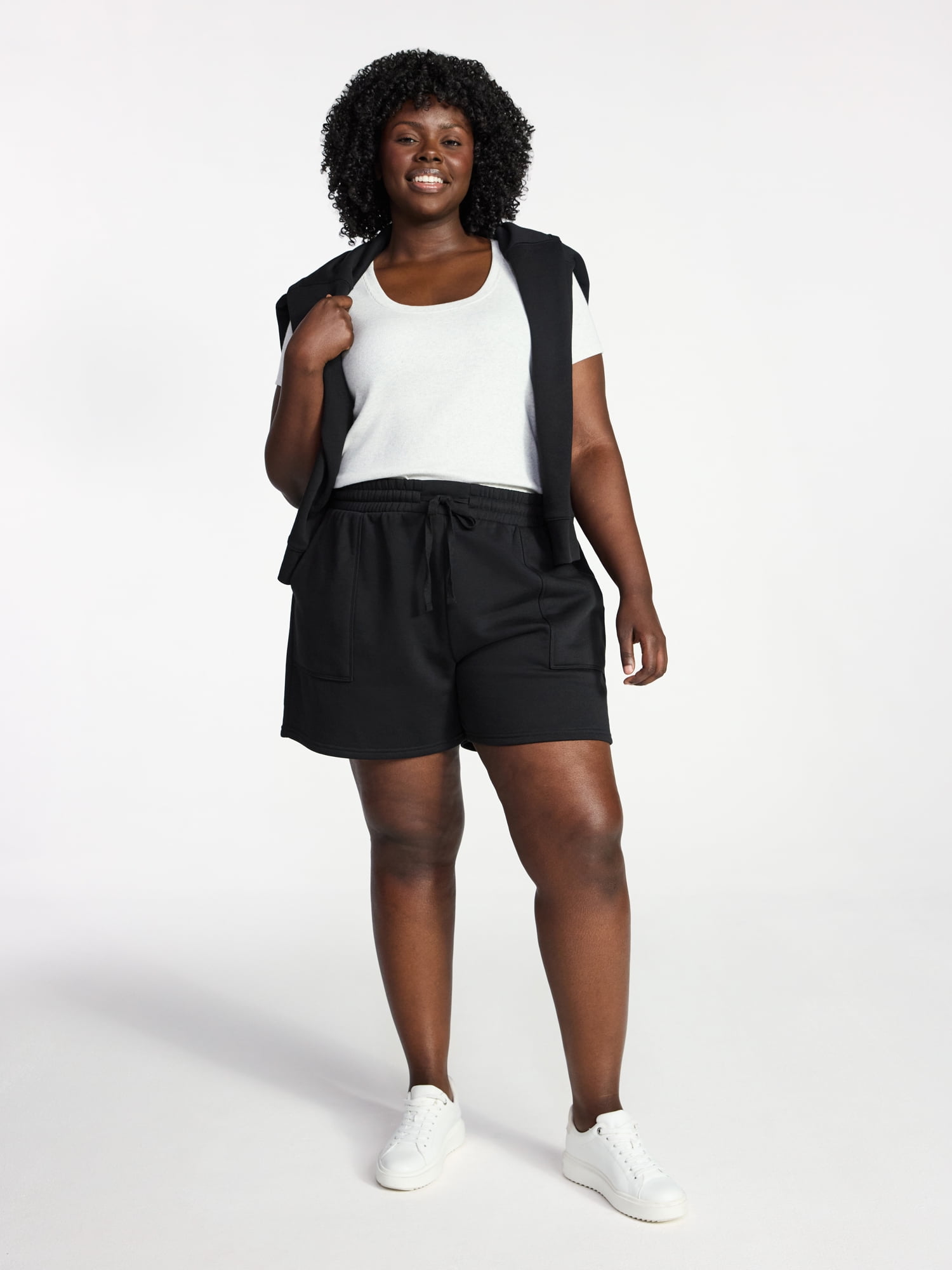 Terra & Sky Women's Plus Size Fleece Shorts with Pockets, Sizes 0X-5X