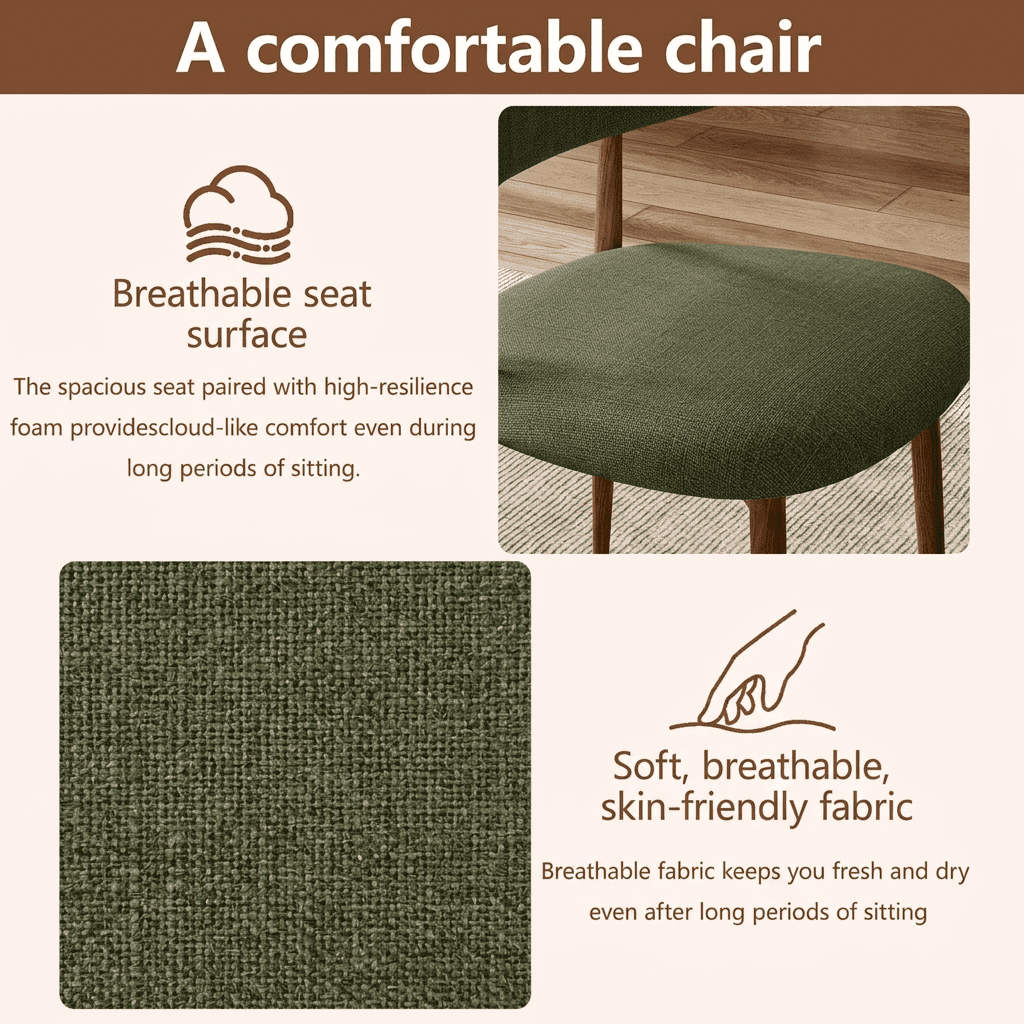 Dining Chairs Set of 2, Metal Kitchen Chairs with Upholstered Seat and Back, Modern Dining Room Chairs for Home and Cafe, Green Seat