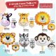 thumbnail image 2 of 18 Pack AnimalPaquete de 18 globos de aluminio con cabeza de animales de safari en la jungla, tigre, cebra, jirafa, león, vaca, mono, kit de globos para safari en la jungla, fondo, 2 of 5