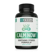 Zhou Calm Now Soothing Stress Support with B Vitamins, Ashwagandha, Magnesium & Zinc, Relax, Focus & Positive Mind, Non-GMO, Vegan, Gluten-Free, 30 Servings - 60 VegCaps