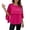 A1#-Hot Pink, variant on Women Chiffon Cape Sleeve Blouse - Solid Round Neck Layered Top, Casual Flowy Summer Shirt(Red-S)