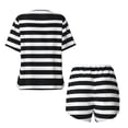 thumbnail image 5 of Naloa Black And White Stripes Women's Short-Sleeved Pajama Set, Loungewear, Summer pajamas, Breathable Cozy - 3X-Large, 5 of 9