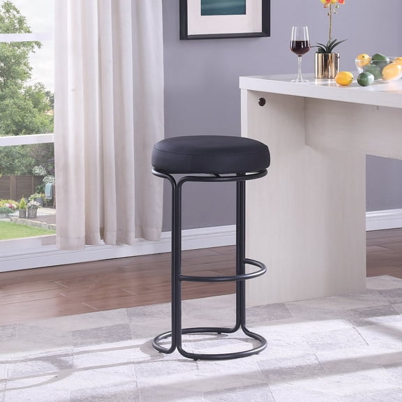 Meridian Furniture Madison Black Vegan Leather Bar Stool (Set of 2)