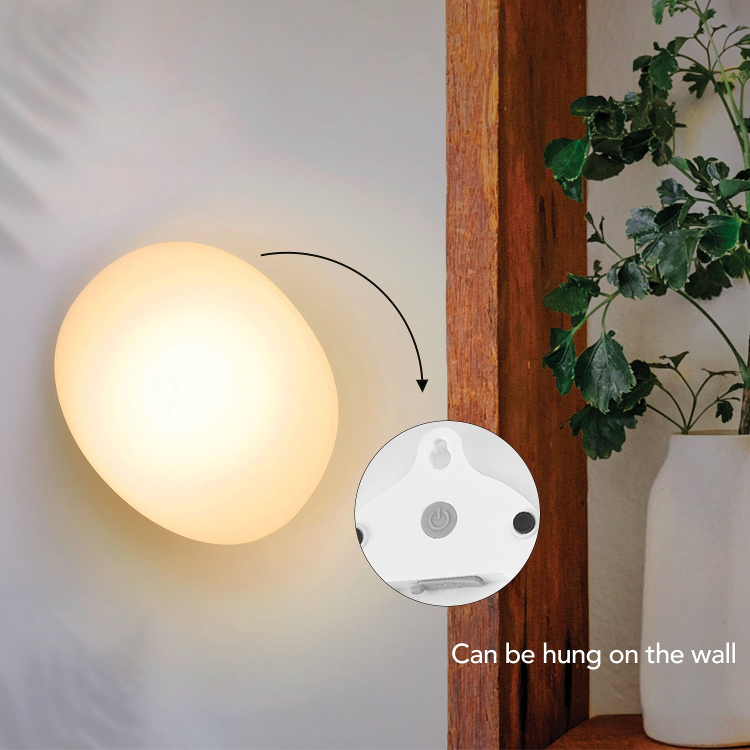 Globe Electric 2-Pack LED Pebble Indoor Outdoor Tap Night Lights with USB Rechargeable Cable Included