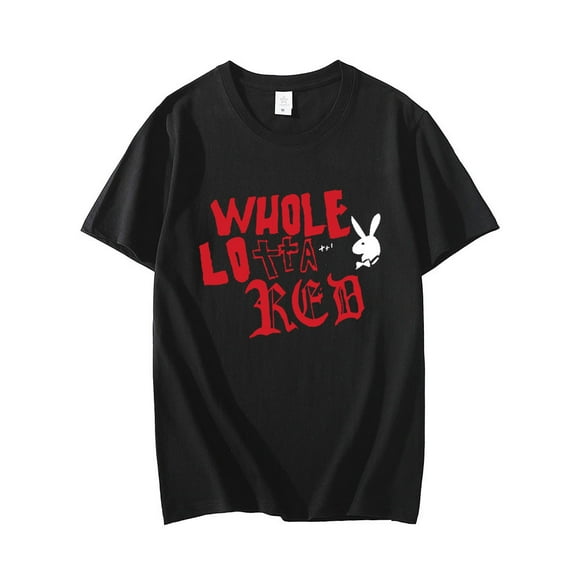 Chomel New Playboi Carti Music Album Red Print T-shirt Vintage 90s Rap Hip Hop T Shirt Fashion Design Casual T-Shirts Hipster Men Tops,Q04308 Black